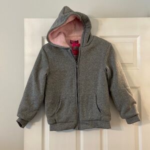 Coney Island Girls Hoodie size 14/16 color gray with fluffy pink inside